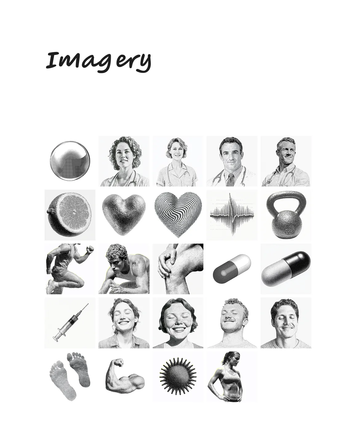 Engraved halftone imagery set