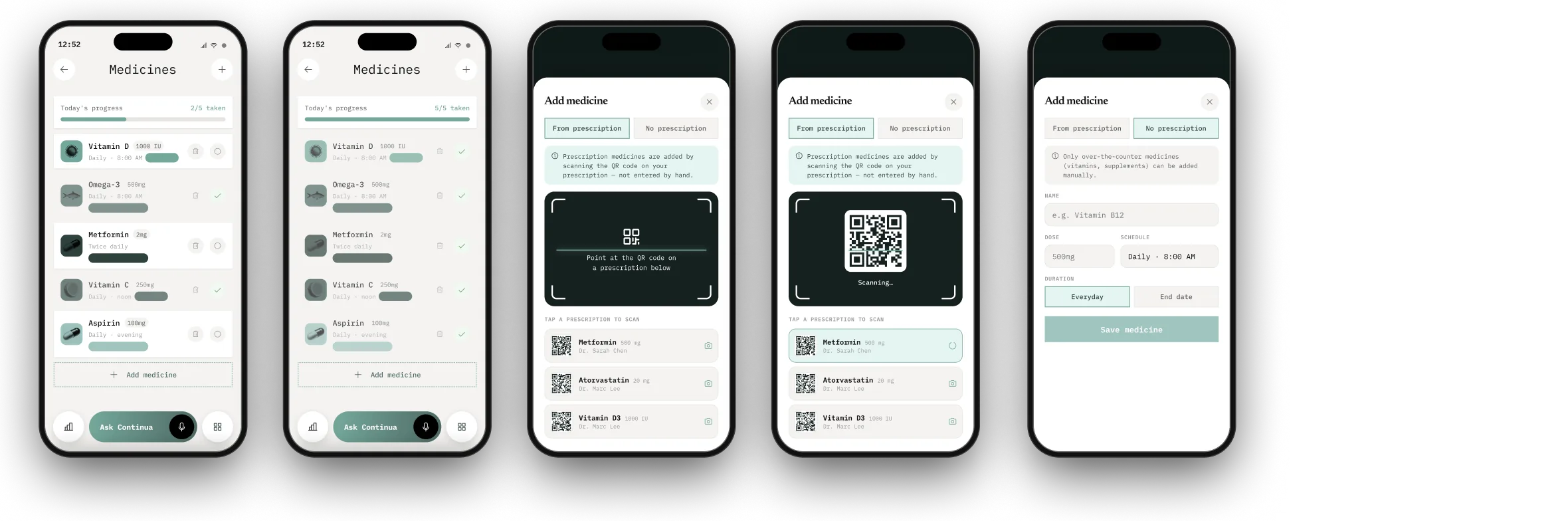 Medicines tracker and add medicine by QR scan or by hand